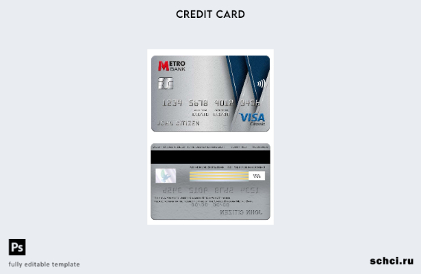 цифровая загрузка шаблона классической карты Visa Metro Bank Соединенного Короле